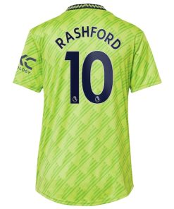 Alternative view of Marcus Rashford Manchester United adidas Women's 2022/23 Third Replica Player Jersey - Neon Green