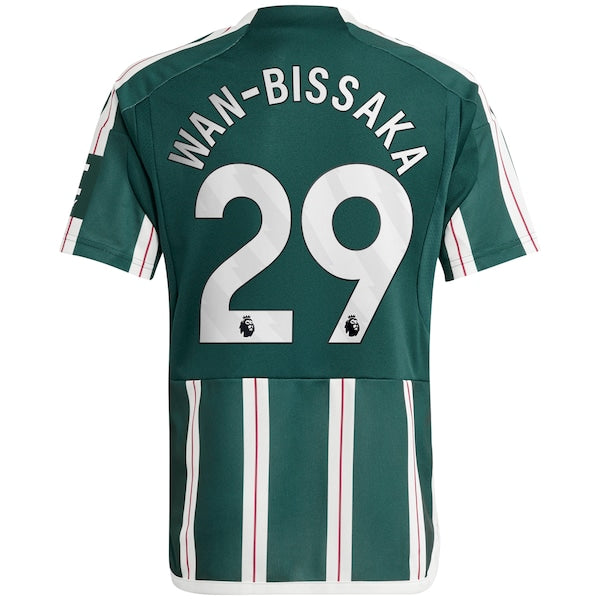 Aaron Wan-Bissaka Manchester United adidas Youth 2023/24 Away Replica Player Jersey - Green/White - Image 4