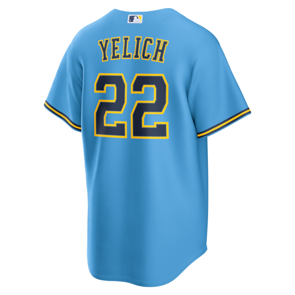 Christian Yelich Milwaukee Brewers Nike Road Replica Jersey - Light Blue - Image 2