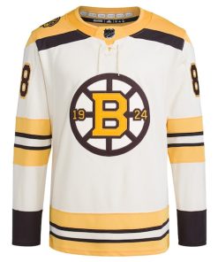 Alternative view of David Pastrnak Boston Bruins adidas  Primegreen Authentic Pro Player Jersey - Cream