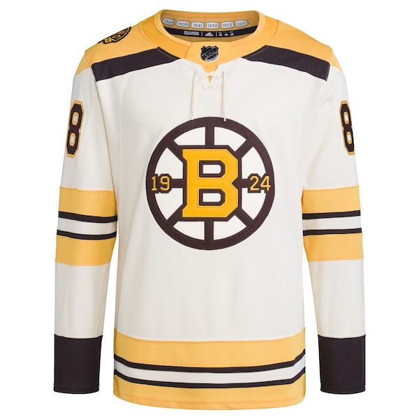 David Pastrnak Boston Bruins adidas Primegreen Authentic Pro Player Jersey - Cream - Image 2