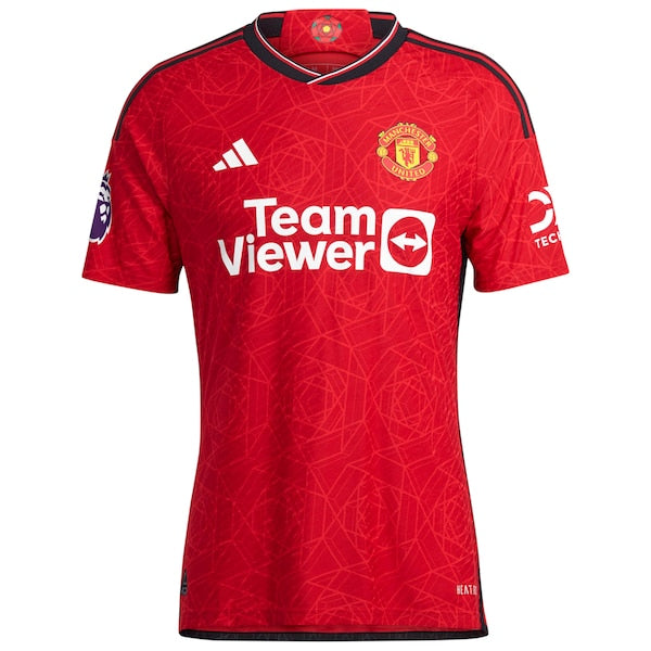 Aaron Wan-Bissaka Manchester United adidas 2023/24 Home Authentic Player Jersey - Red/Green - Image 3