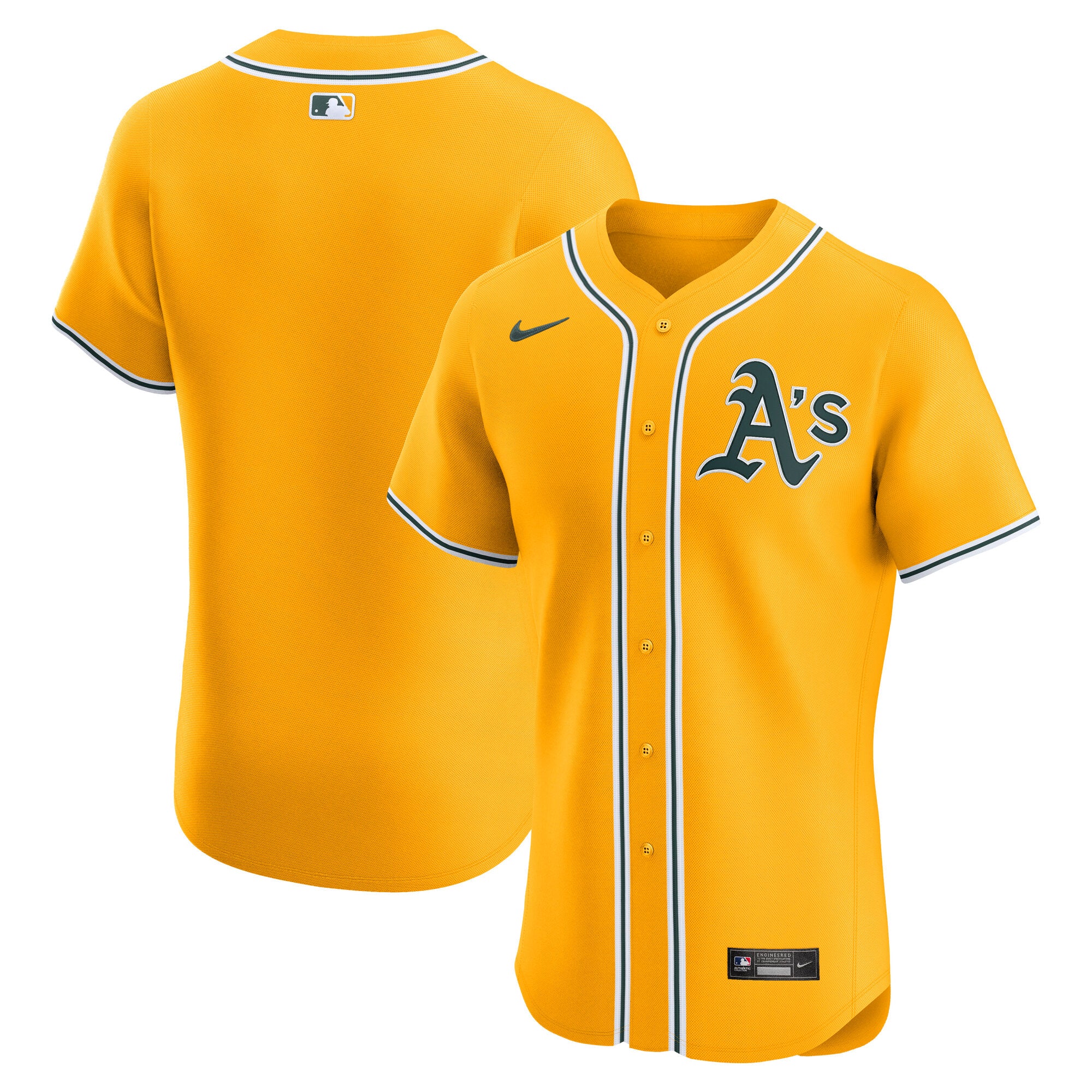 Athletics Nike Alternate Elite Jersey - Kelly Green/Gold/White - Image 7