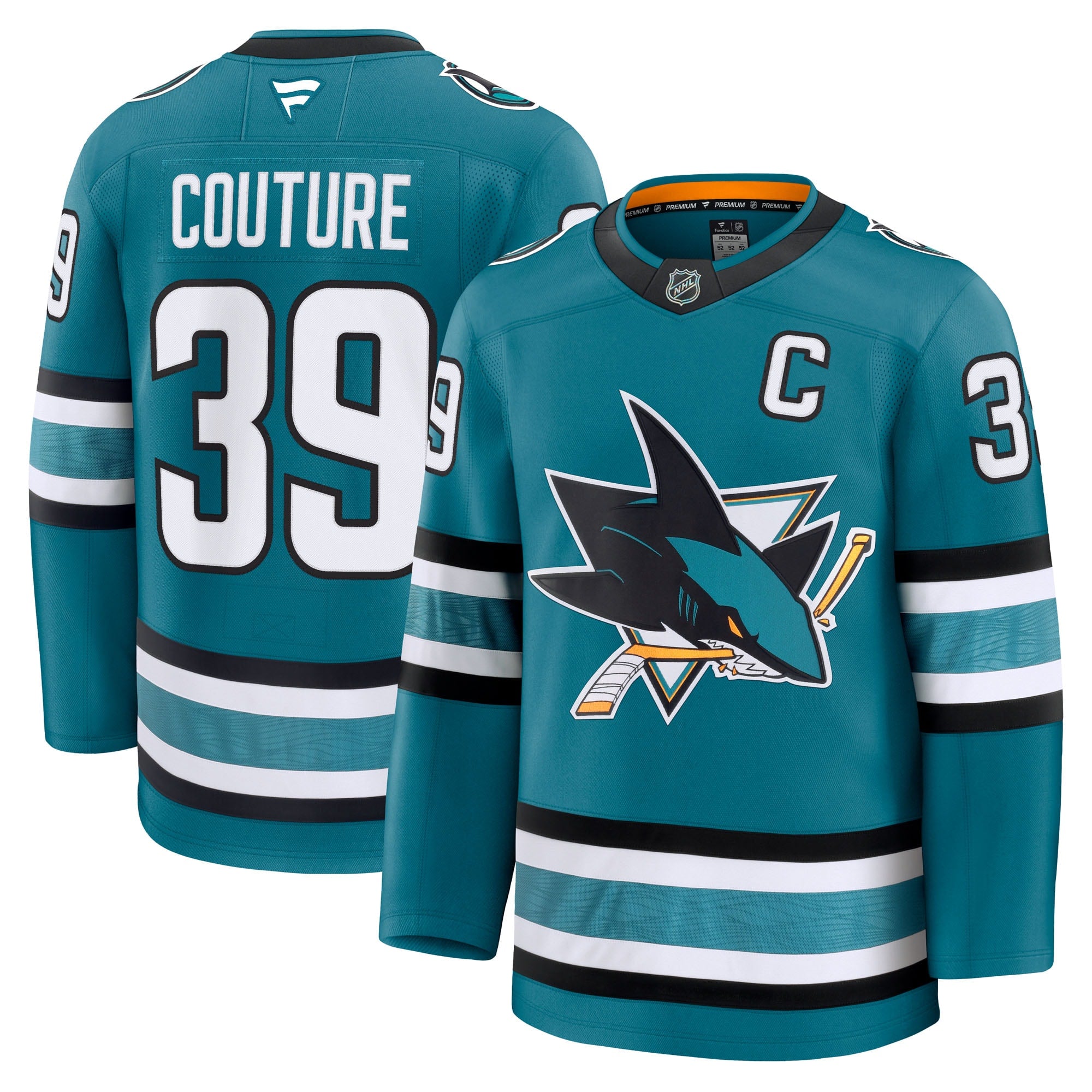 Logan Couture San Jose Sharks Alternate Premium Jersey - Black/Teal - Image 9