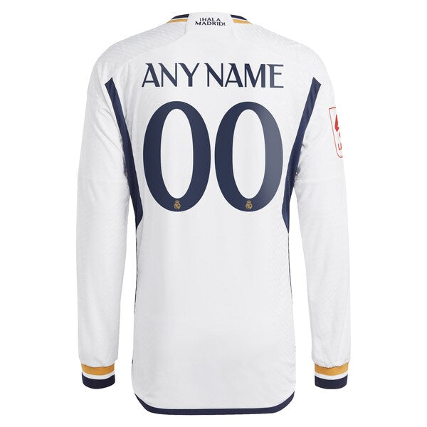 Los Merengues adidas Home 2023/24 Authentic Long Sleeve Custom Jersey - White - Image 3