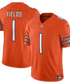 Alternative view of Justin Fields Chicago Bears Nike Vapor F.U.S.E. Limited Jersey - Orange