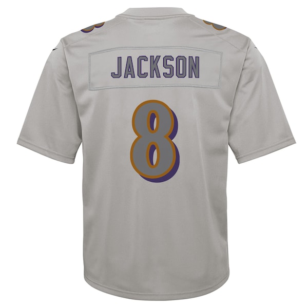 Lamar Jackson Baltimore Ravens Nike Youth Atmosphere Fashion Game Jersey - Gray - Image 3
