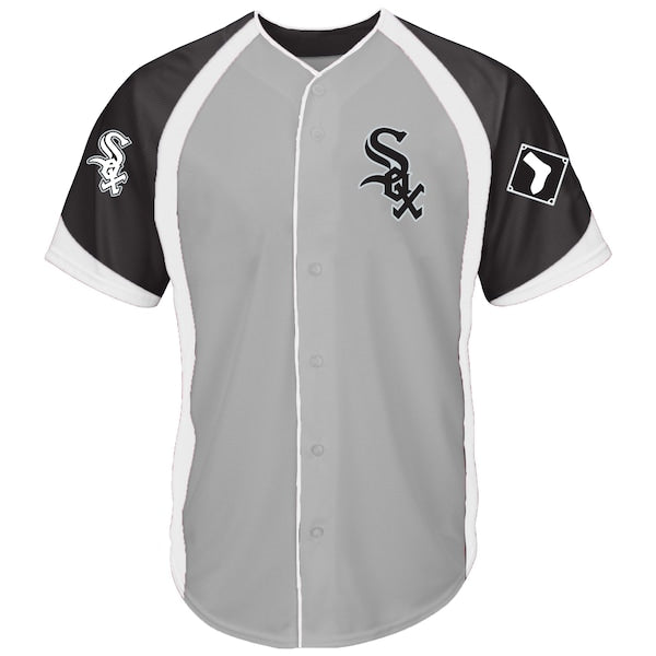 Boston Red Sox Big & Tall Colorblock Full-Snap Jersey -Gray/Navy