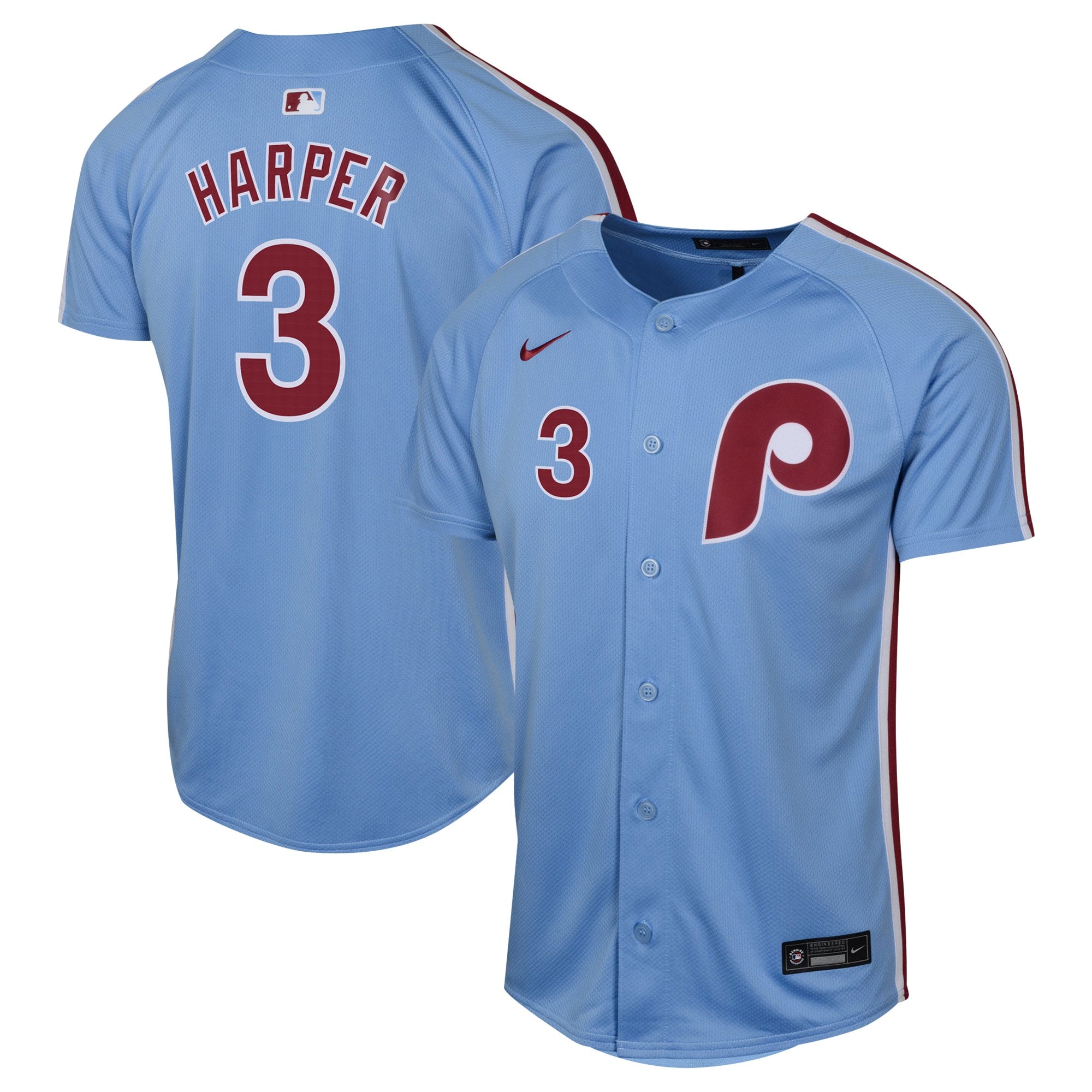 Bryce Harper Philadelphia Phillies Youth Limited Player Jersey - White/Cream/Light Blue - Image 7