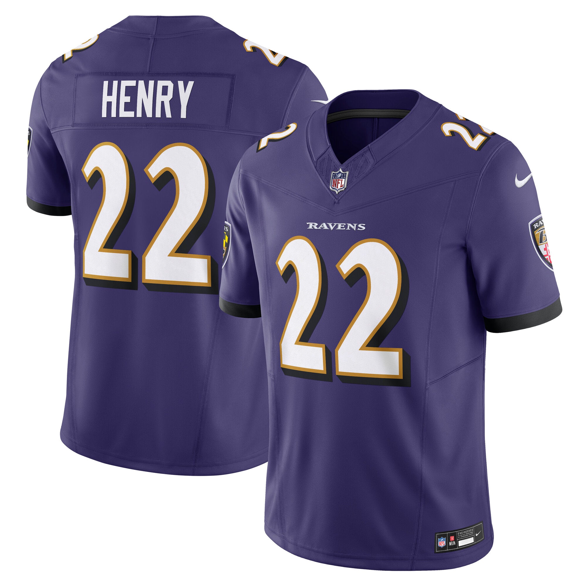 Derrick Henry Baltimore Ravens Nike Vapor F.U.S.E. Limited Jersey - White/Purple/Black - Image 5