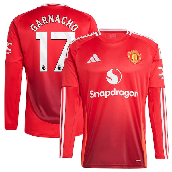 Alejandro Garnacho Manchester United 2024/25 Home Long Sleeve Replica Player Jersey - Red - Image 2