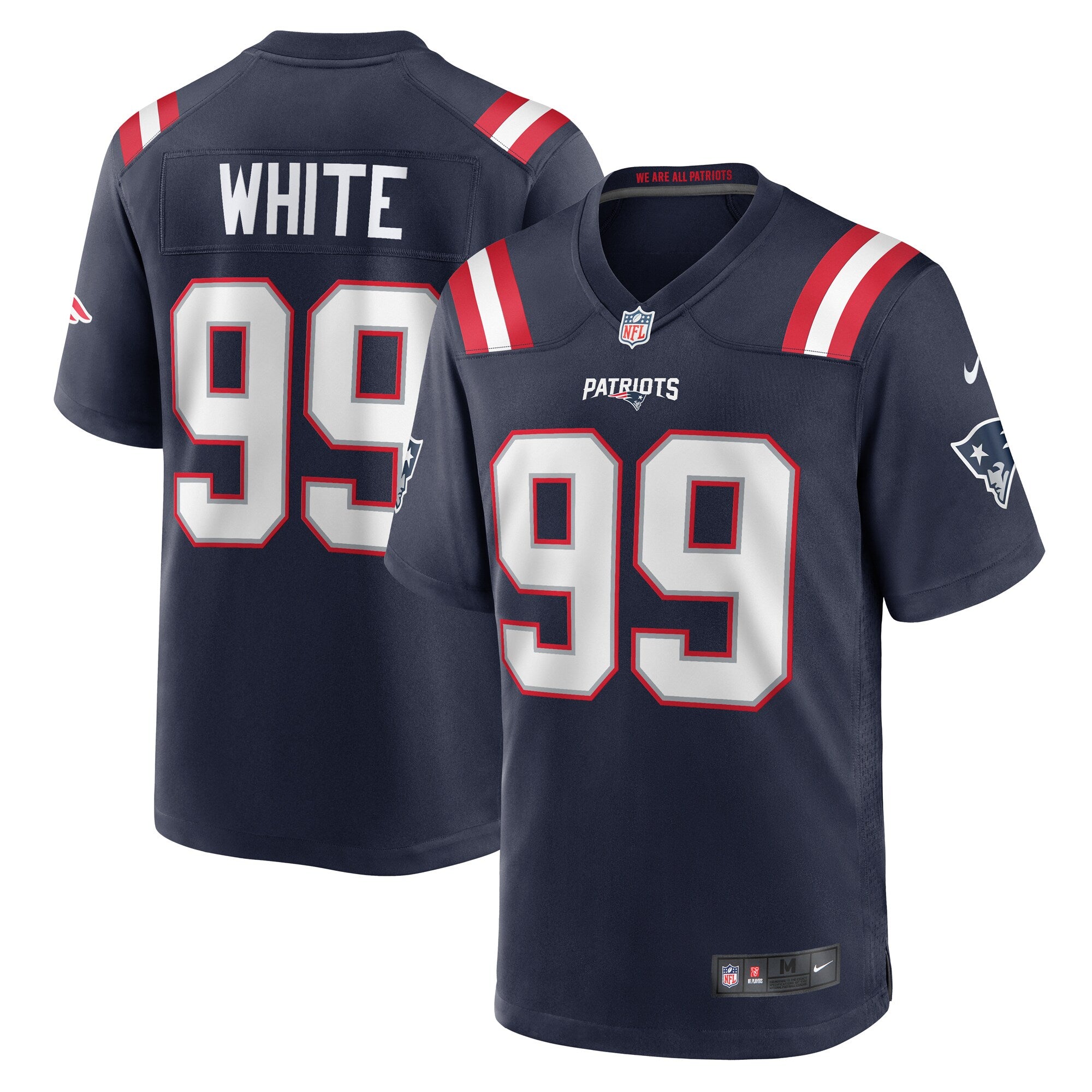 Keion White New England Patriots Nike Alternate Team Game Jersey - Red/Navy/White - Image 6