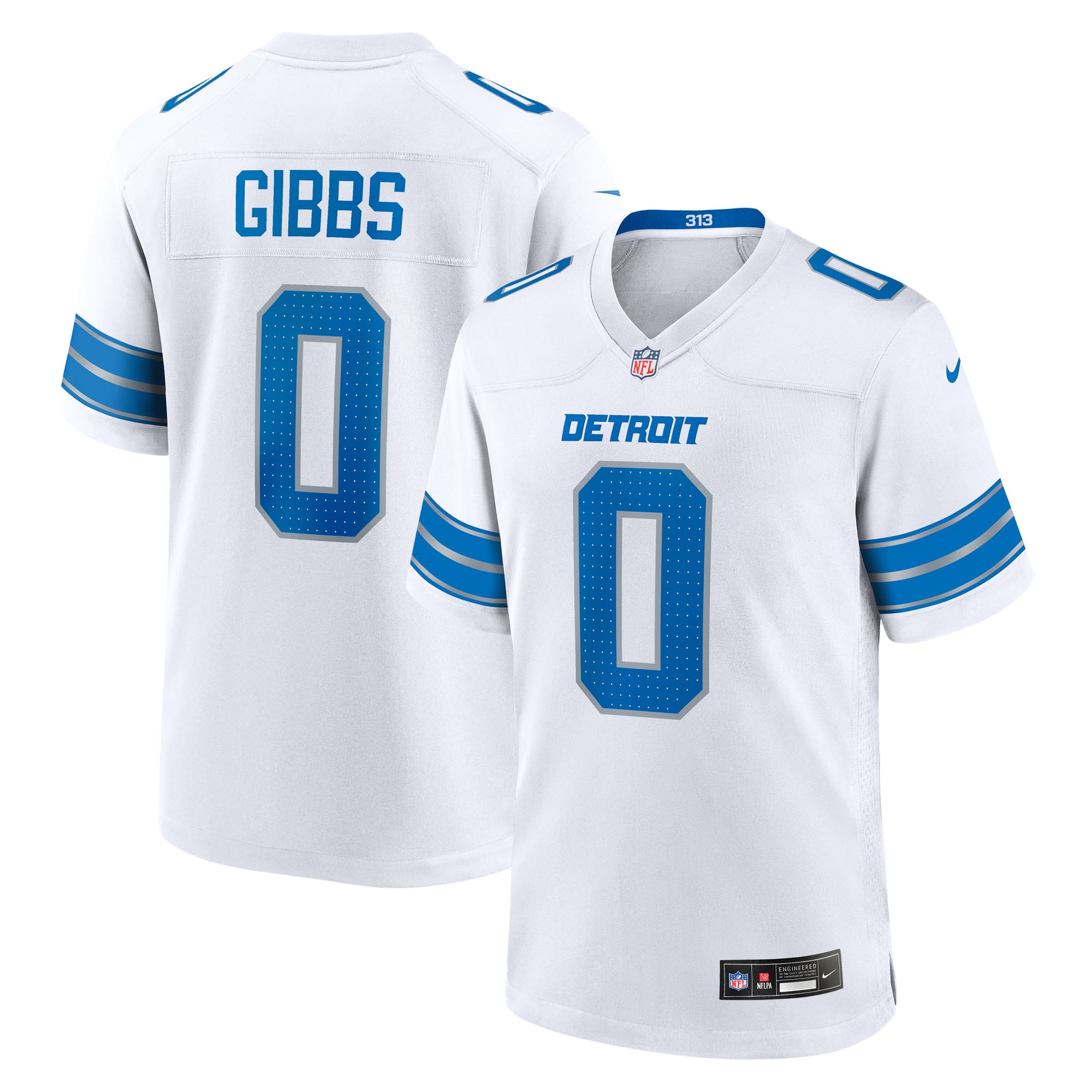 Jahmyr Gibbs Detroit Lions Nike Game Player Jersey - Blue/White/Black - Image 5