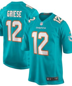 Alternative view of Bob Griese Miami Dolphins Nike Game Retired Player Jersey - Aqua/White