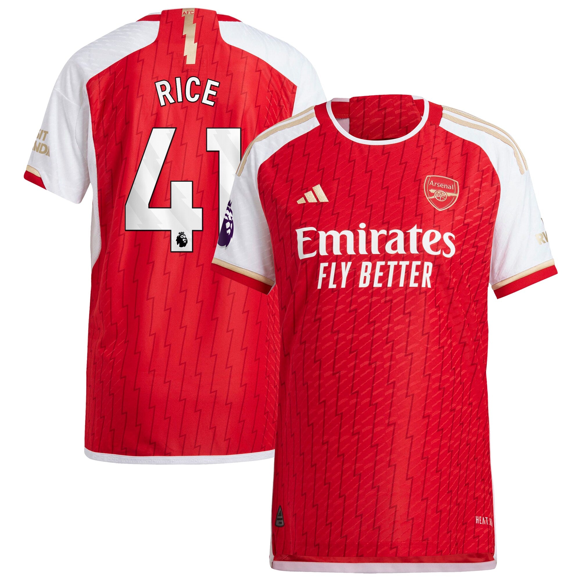 Declan Rice Arsenal adidas 2023/24 Away Authentic Player Jersey - Yellow/Red - Image 6