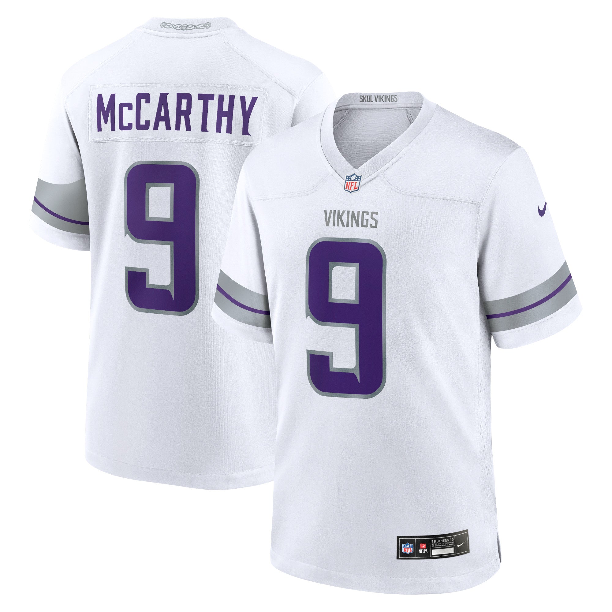 J.J. McCarthy Minnesota Vikings Nike Youth Team Player Game Jersey - Purple/White - Image 5