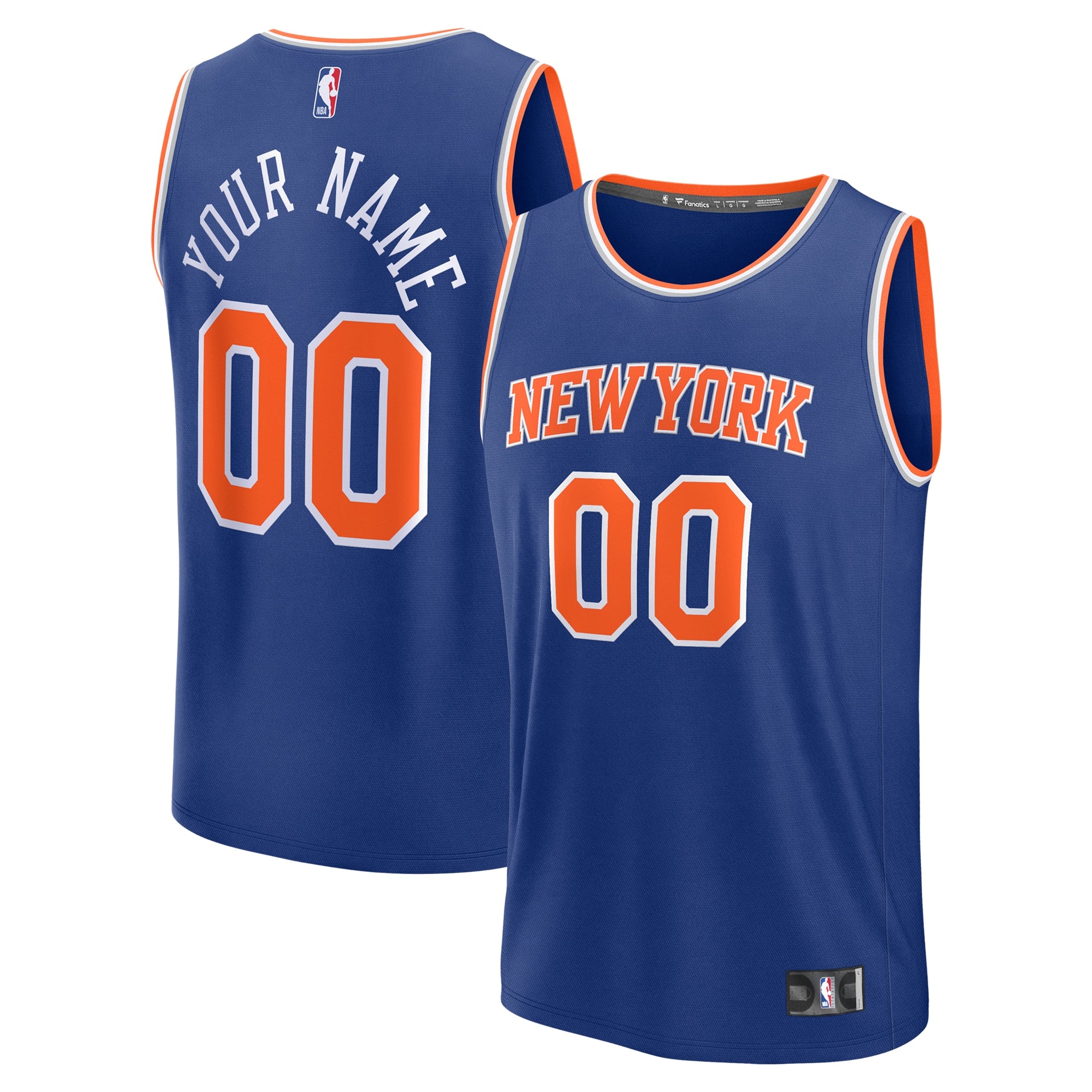 New York Knicks Fastbreak Custom Jersey - Statement Edition - Black/Navy/Blue - Image 5