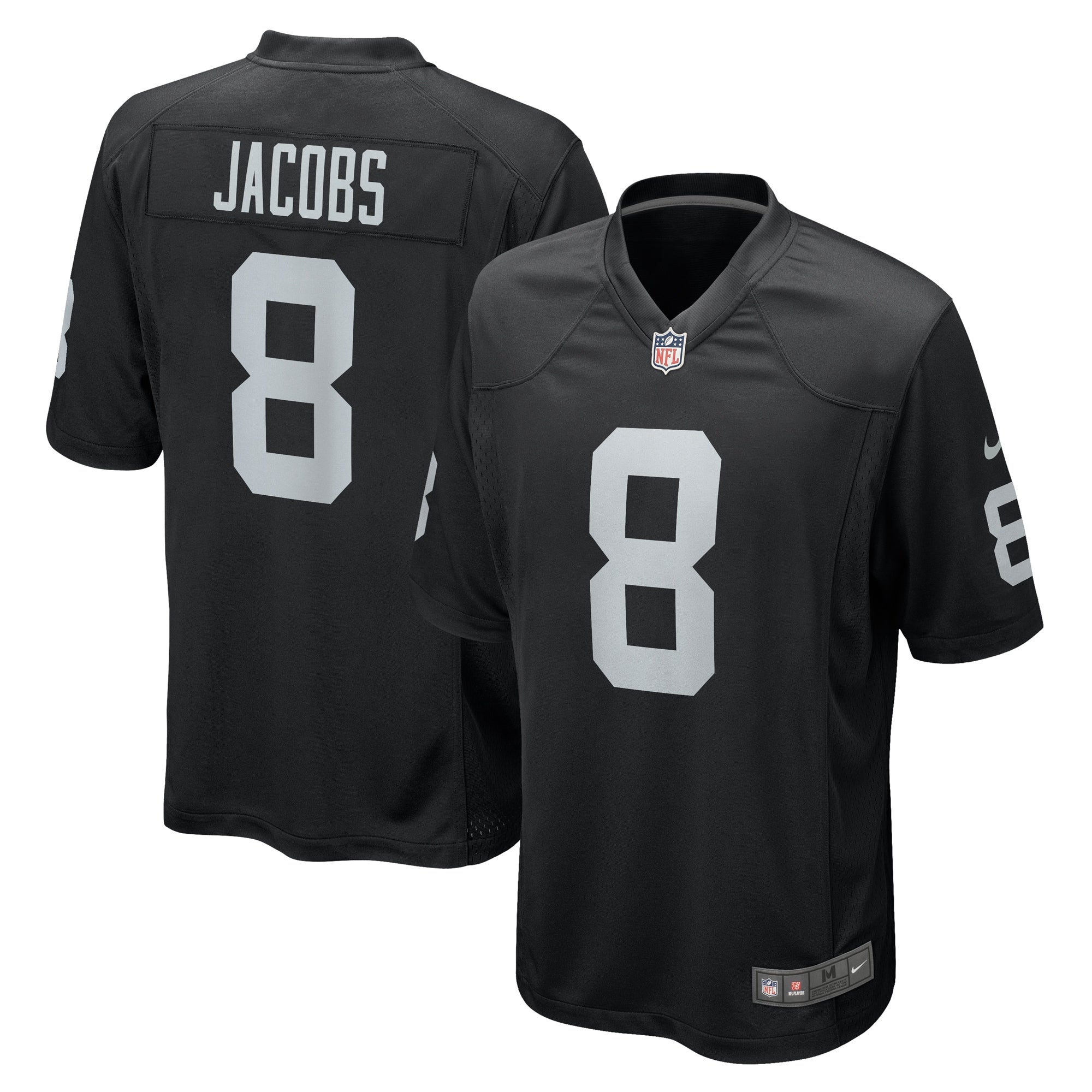 Josh Jacobs Las Vegas Raiders Nike Game Player Jersey - White/Black - Image 6