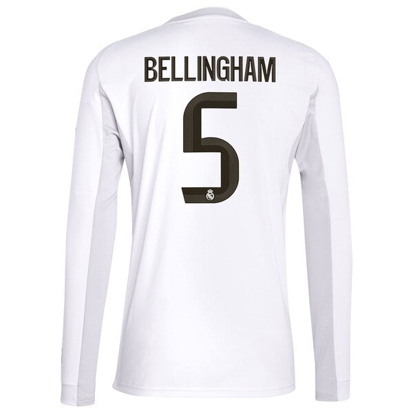 Jude Bellingham Los Merengues adidas 2025/26 Home Replica Long Sleeve Jersey - White - Image 3