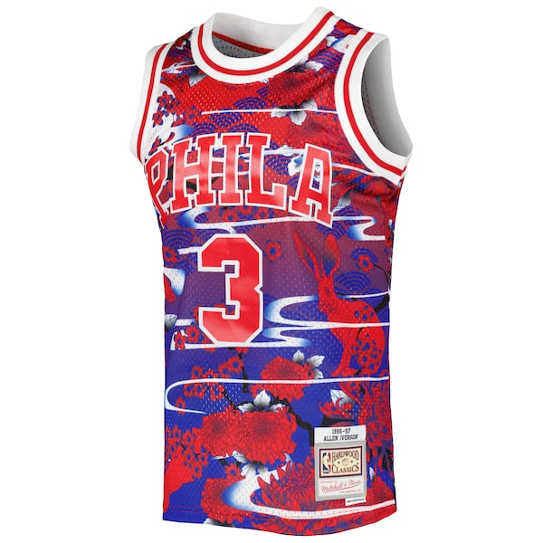 Allen Iverson Philadelphia 76ers 1996/97 Hardwood Classics Lunar New Year Swingman Jersey - Red - Image 2
