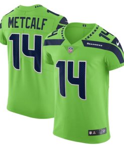 Alternative view of DK Metcalf Seattle Seahawks Nike Alternate Vapor Elite Player Jersey - Neon Green/Navy