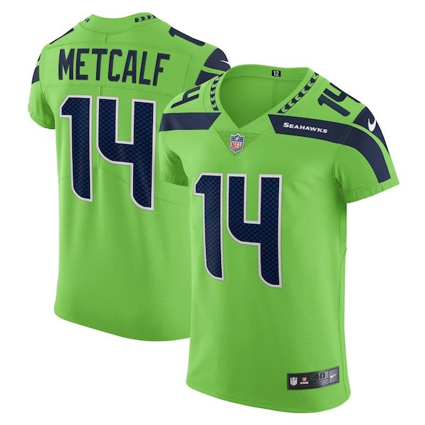 DK Metcalf Seattle Seahawks Nike Alternate Vapor Elite Player Jersey - Neon Green/Navy - Image 2