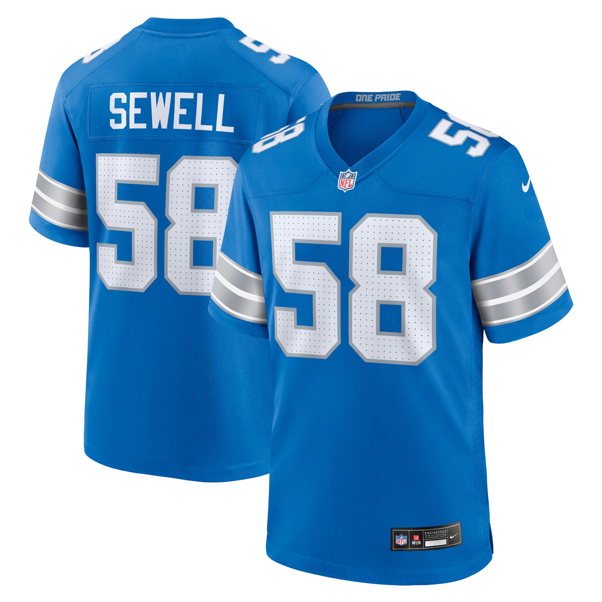 Penei Sewell Detroit Lions Nike Game Jersey - White/Blue/Black - Image 5