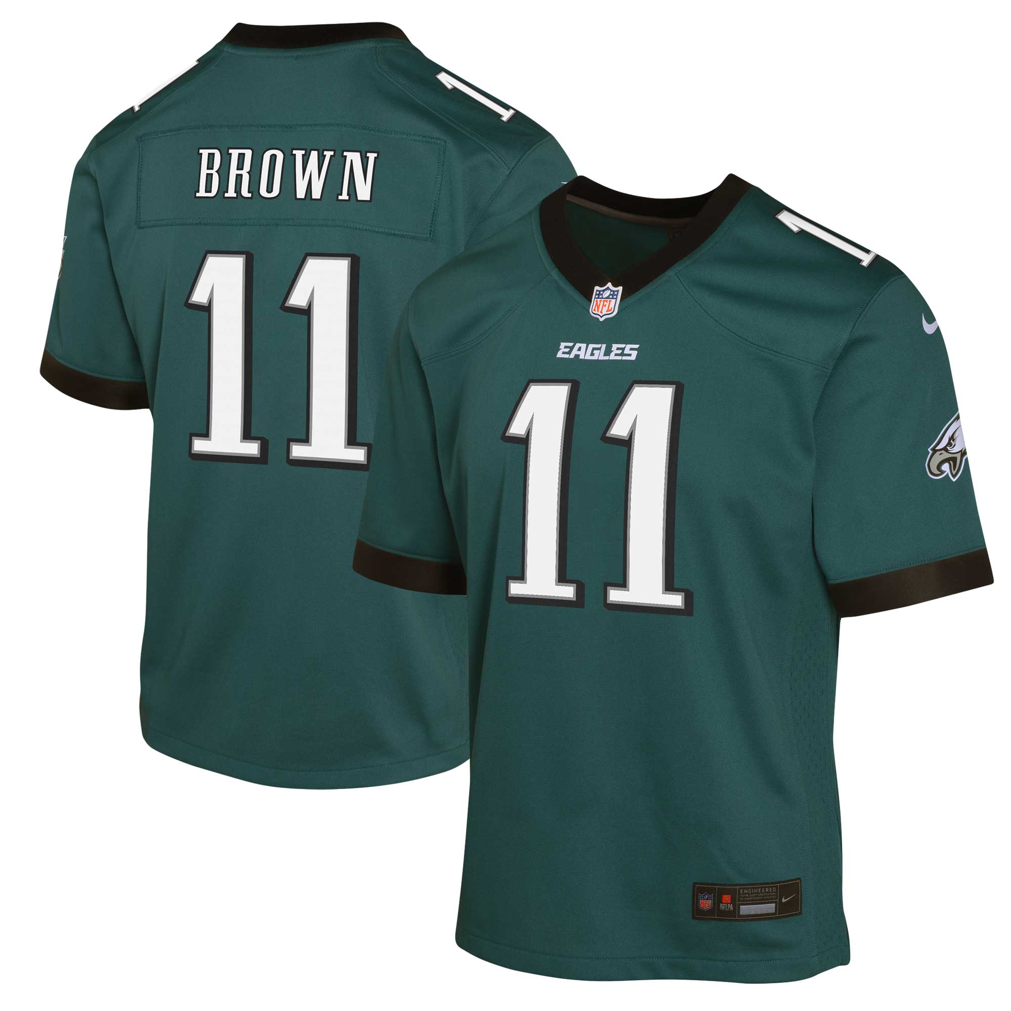 A.J. Brown Philadelphia Eagles Nike Youth Game Jersey - White/Green - Image 6