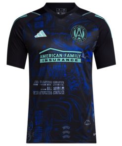 Alternative view of Atlanta United FC adidas 2024 One Planet Replica Jersey - Black