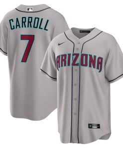 Alternative view of Corbin Carroll Arizona Diamondbacks Nike Road Replica Jersey - Gray/Cream