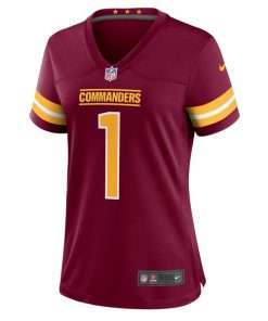Alternative view of Number 1 Bride Washington Commanders Nike Women's Game Jersey - Burgundy
