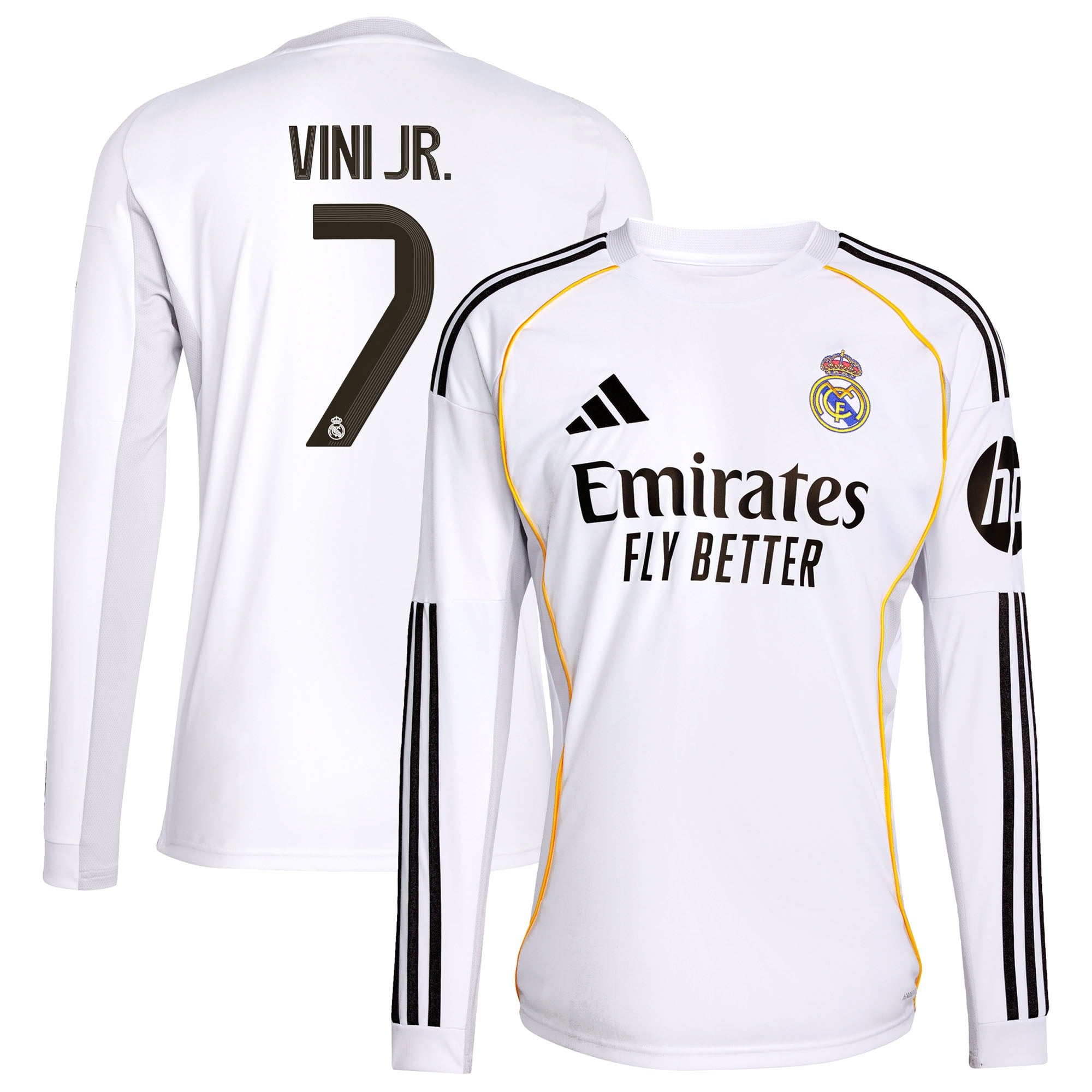 Vini Jr. Los Merengues adidas 2025/26 Home Long Sleeve Replica Player Jersey - Blue/White - Image 4