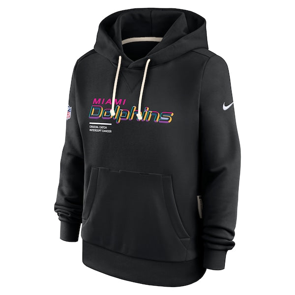 Miami Dolphins Nike Women's 2025 NFL Crucial Catch Sideline Standard Issue Dri-FIT Hoodie - Black - Image 2