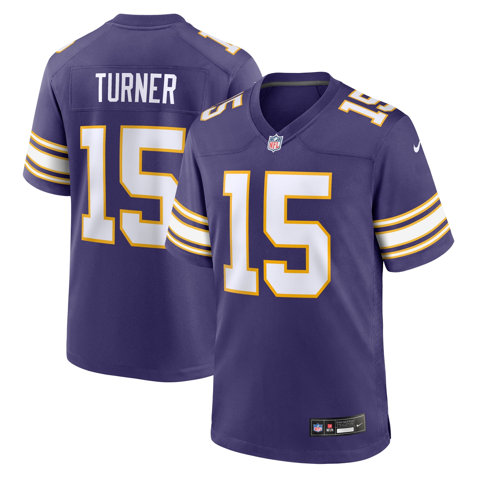 Dallas Turner Minnesota Vikings Nike Game Jersey - White/Purple - Image 6