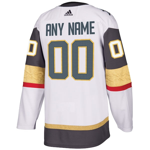 Vegas Golden Knights adidas Away Authentic Custom Jersey - White - Image 3