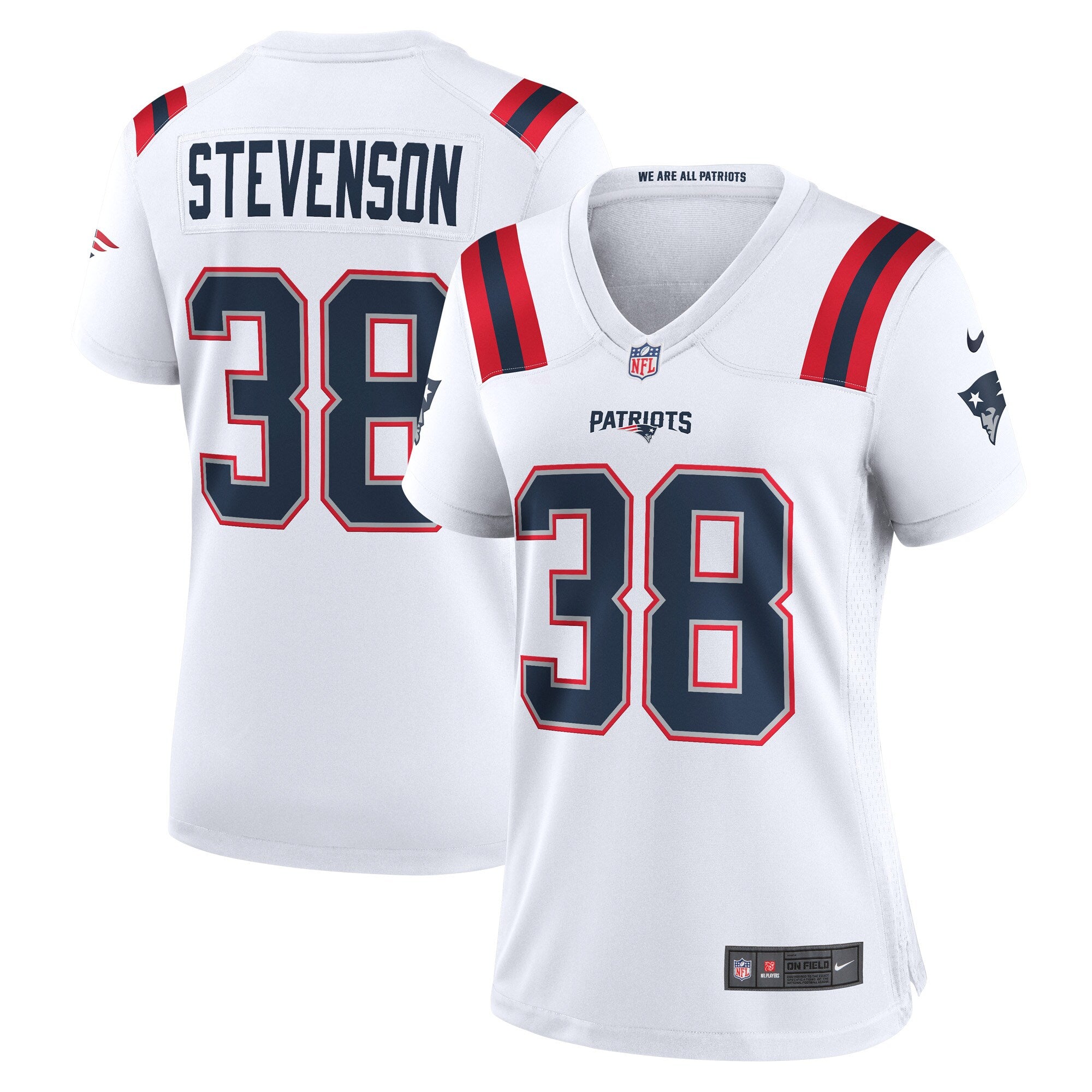 Rhamondre Stevenson New England Patriots Nike Women's Alternate Game Player Jersey - Red/White - Image 5