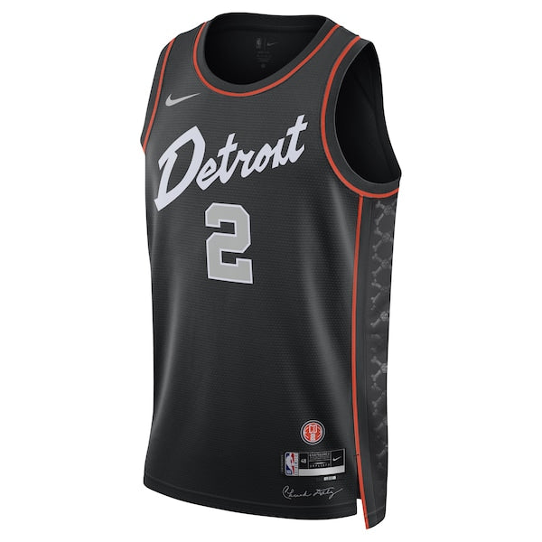 Cade Cunningham Detroit Pistons Nike Unisex 2023/24 Swingman Jersey - Black - City Edition - Image 2