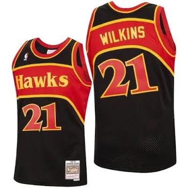 Dominique Wilkins Atlanta Hawks M &N Throwback Swingman Jersey - Black/Red/White - Image 2