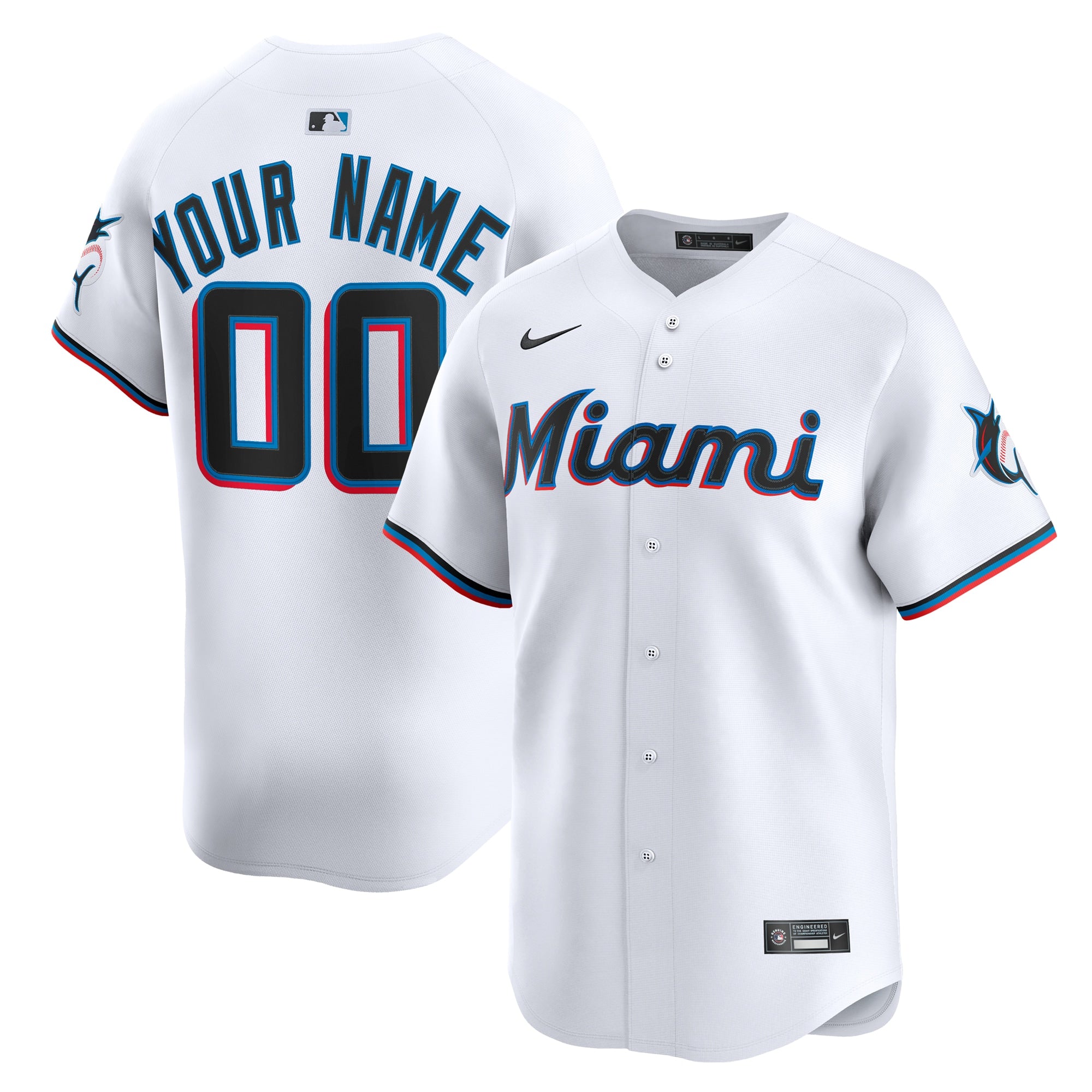 Miami Marlins Nike Alternate Limited Custom Jersey - Black/White - Image 5