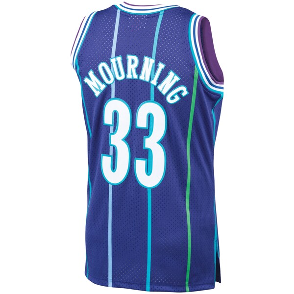 Alonzo Mourning Charlotte Hornets 1994/95 Hardwood Classics Swingman Jersey - Purple - Image 3
