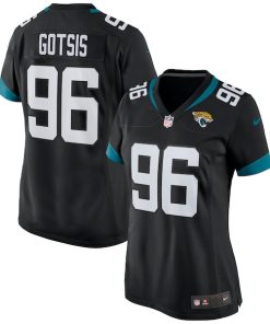 Alternative view of Adam Gotsis Jacksonville Jaguars Nike Women's Game Jersey - Black/Teal