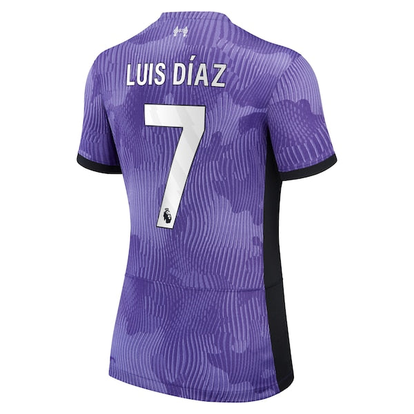 Luis Diaz Liverpool Nike Women's 2023/24 Third Stadium Replica Player Jersey - Purple - Image 3