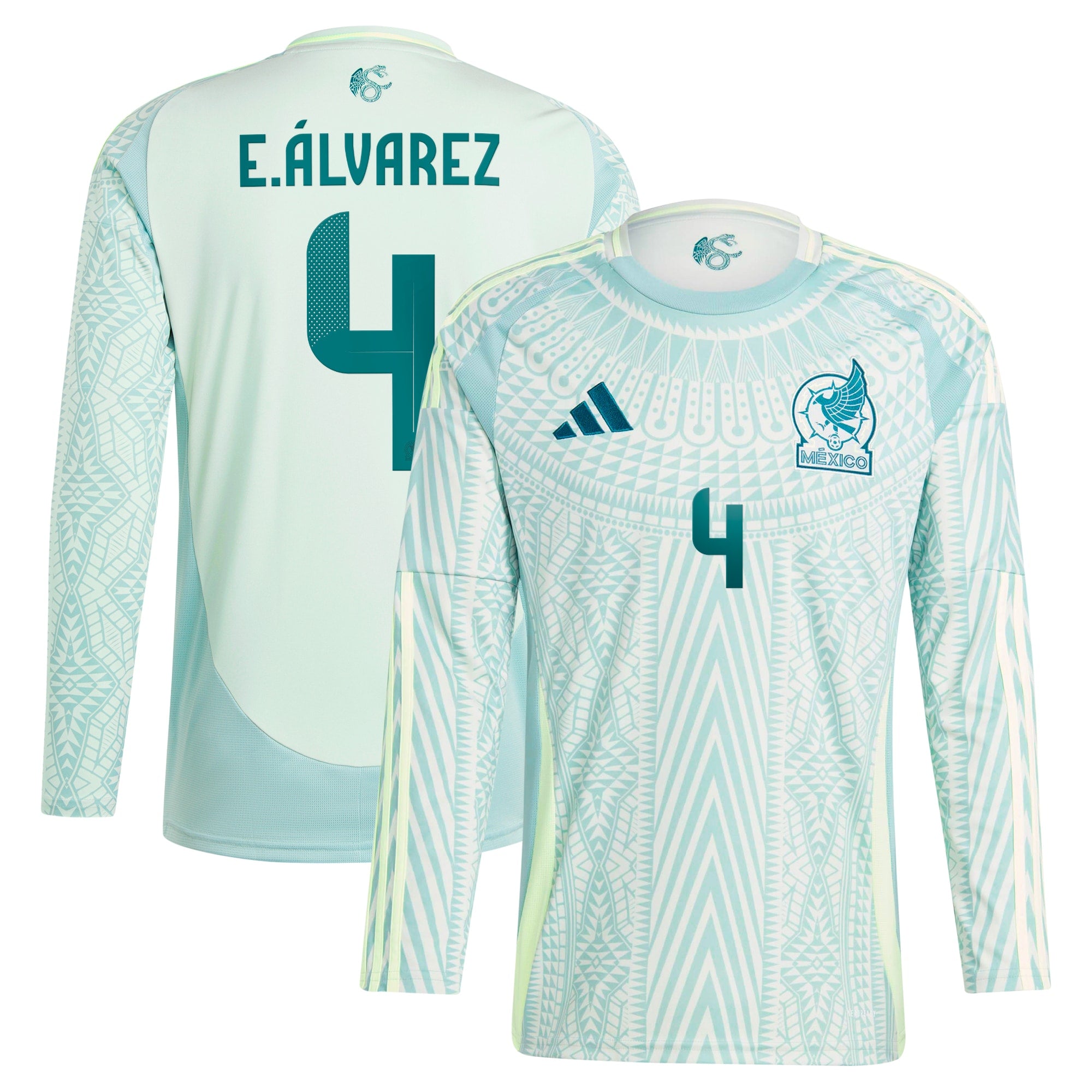 Edson Alvarez Mexico National Team adidas 2024 Home Replica Player Long Sleeve Jersey - Burgundy/Green - Image 5
