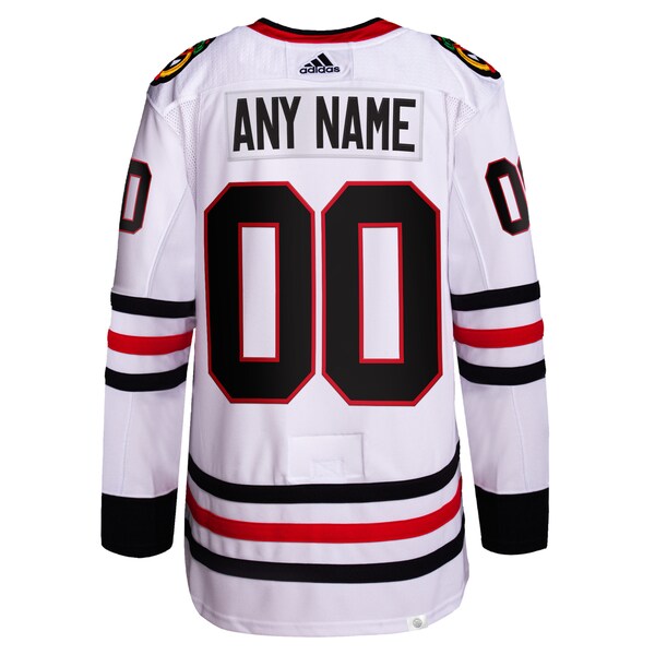 Chicago Blackhawks adidas Away Primegreen Authentic Custom Jersey - White - Image 3