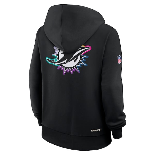 Miami Dolphins Nike Women's 2025 NFL Crucial Catch Sideline Standard Issue Dri-FIT Hoodie - Black - Image 3