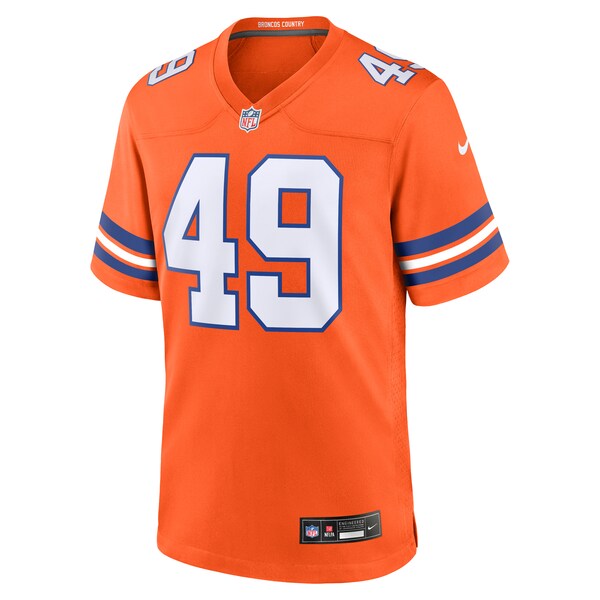 Dennis Smith Denver Broncos Nike Mile High Collection 1977 Throwback Retired Player Game Jersey - Orange - Image 2