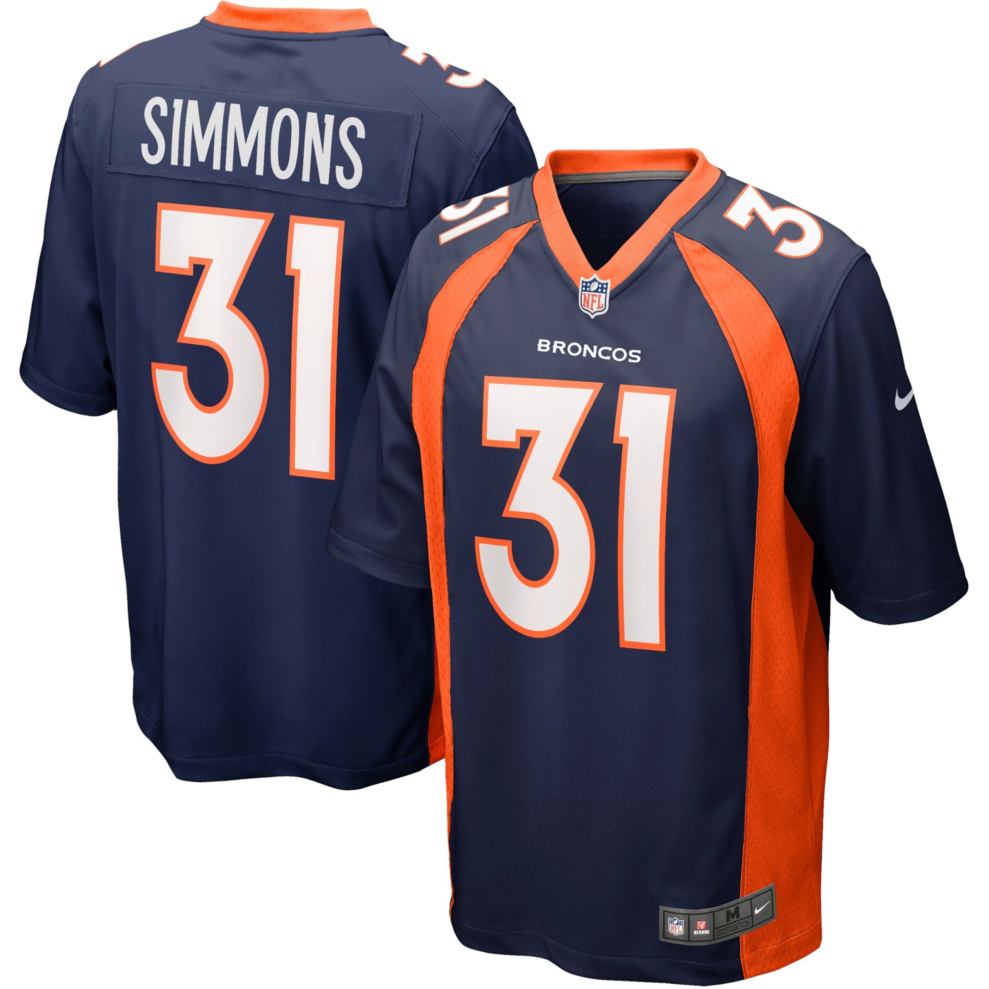 Justin Simmons Denver Broncos Nike Alternate Game Jersey - Orange/Navy - Image 5