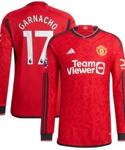 Alejandro Garnacho Manchester United adidas 2023/24 Home Authentic Long Sleeve Player Jersey?¨C Red