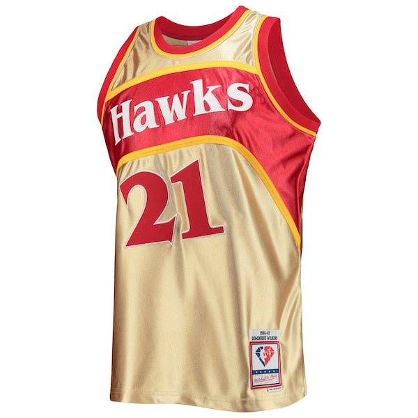 Dominique Wilkins Atlanta Hawks 75th Anniversary 1986/87 Hardwood Classics Swingman Jersey - Gold - Image 2