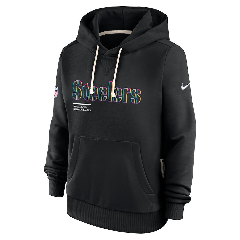 Pittsburgh Steelers Nike Women's 2025 NFL Crucial Catch Sideline Standard Issue Dri-FIT Hoodie - Black - Image 2